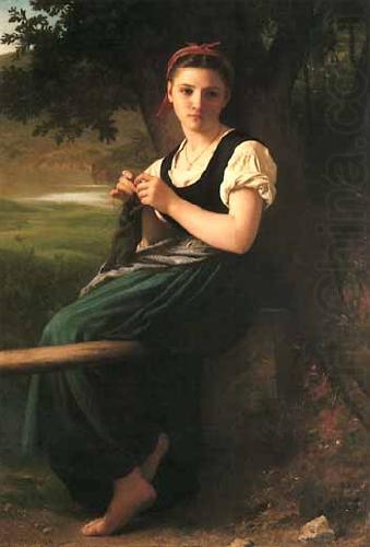 William-Adolphe Bouguereau The Knitting Girl china oil painting image